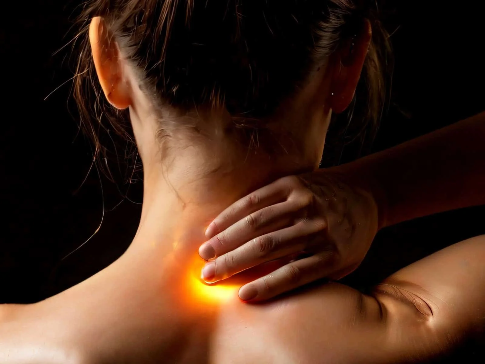donna che soffre di tensione al collo